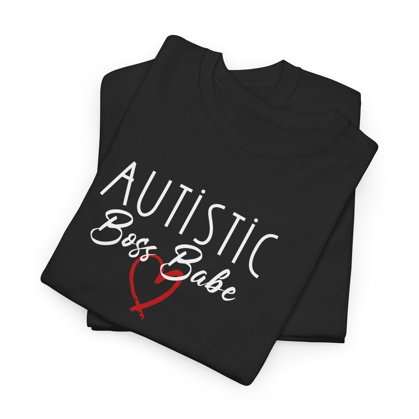 AUTISTIC BOSS BABE RED HEART TSHIRT,, Autistic Tshirt, Autistic Clothing, Autism Tshirt, Autism Awareness. Ships from USA and Australia