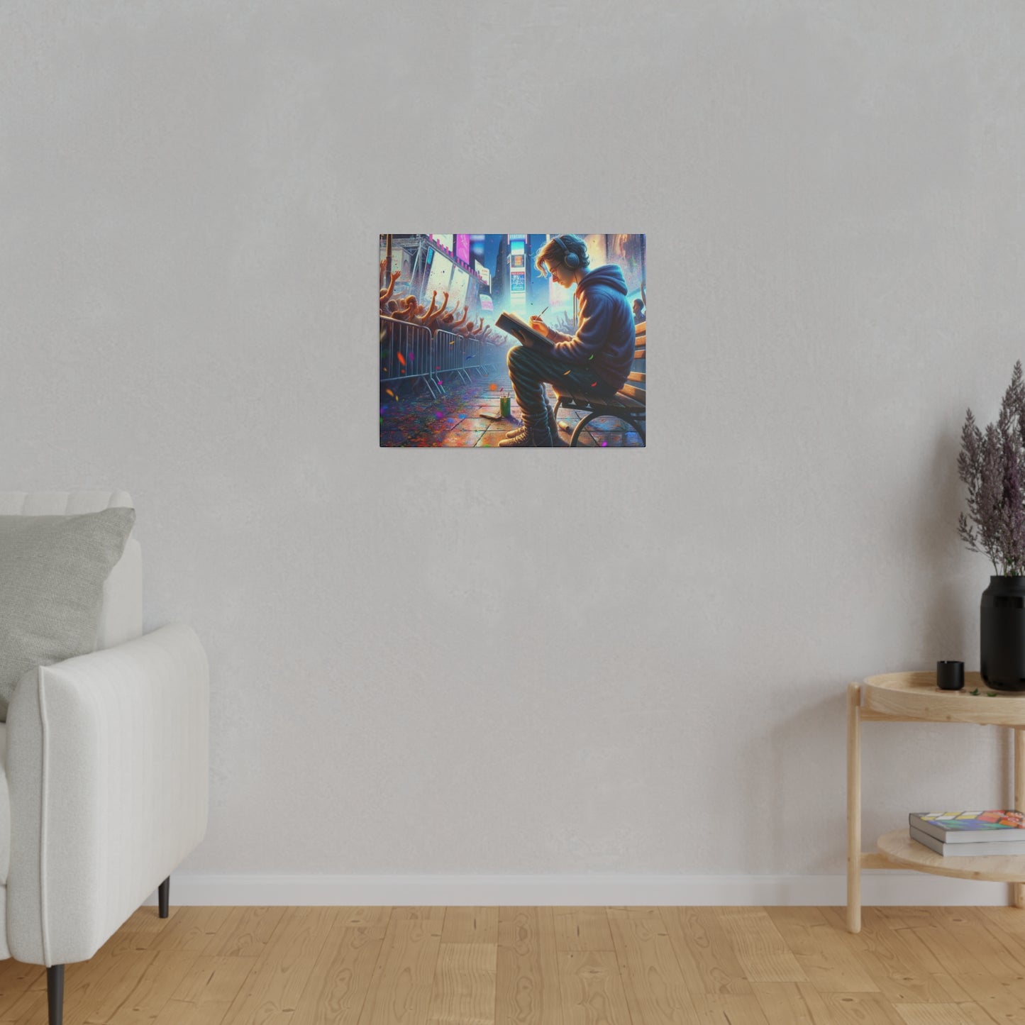 SERENE MOMENTS IN TIMES SQUARE, Autistic Art, Matte Canvas