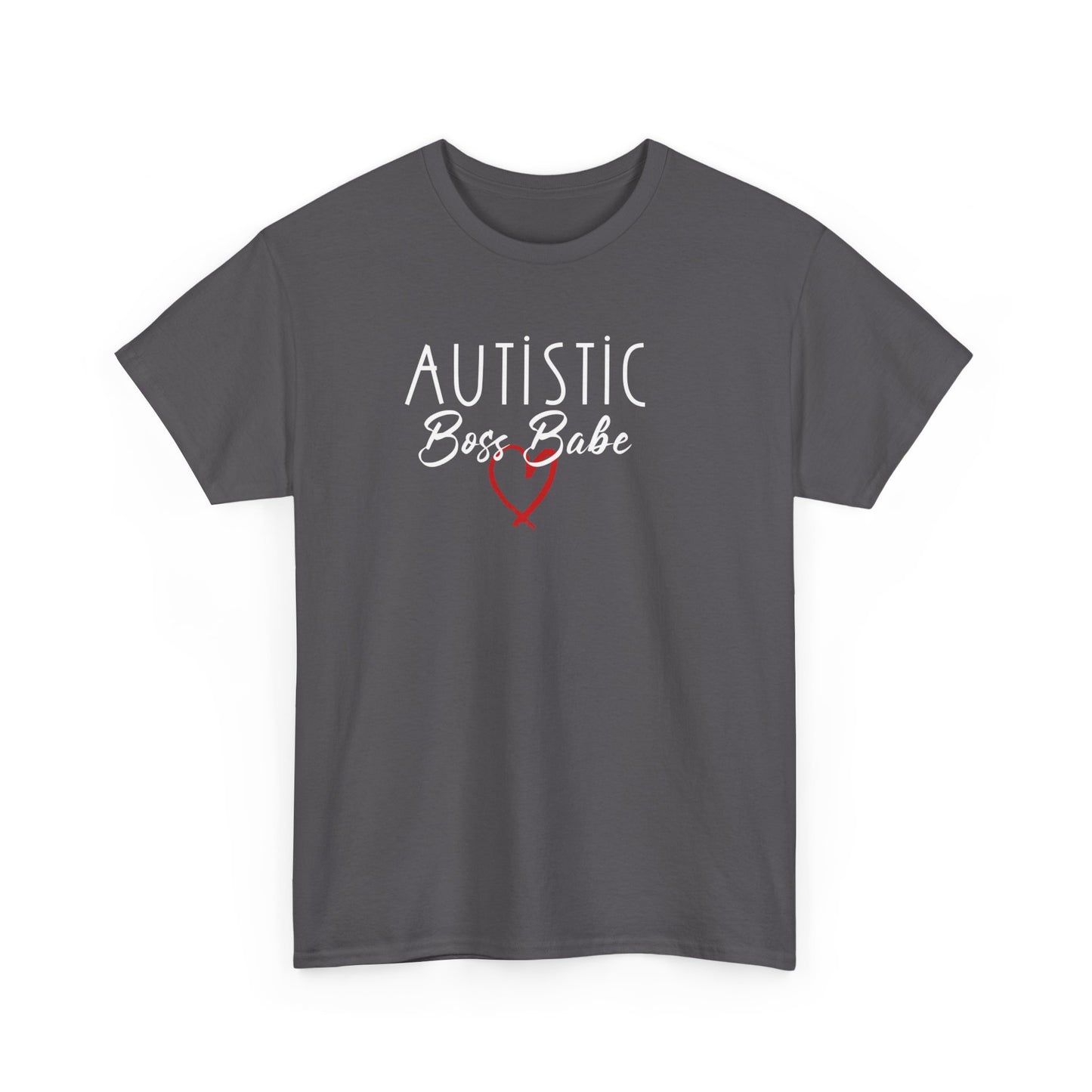 AUTISTIC BOSS BABE RED HEART TSHIRT,, Autistic Tshirt, Autistic Clothing, Autism Tshirt, Autism Awareness. Ships from USA and Australia