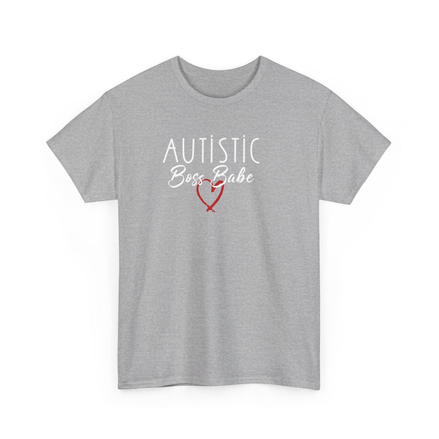 AUTISTIC BOSS BABE RED HEART TSHIRT,, Autistic Tshirt, Autistic Clothing, Autism Tshirt, Autism Awareness. Ships from USA and Australia