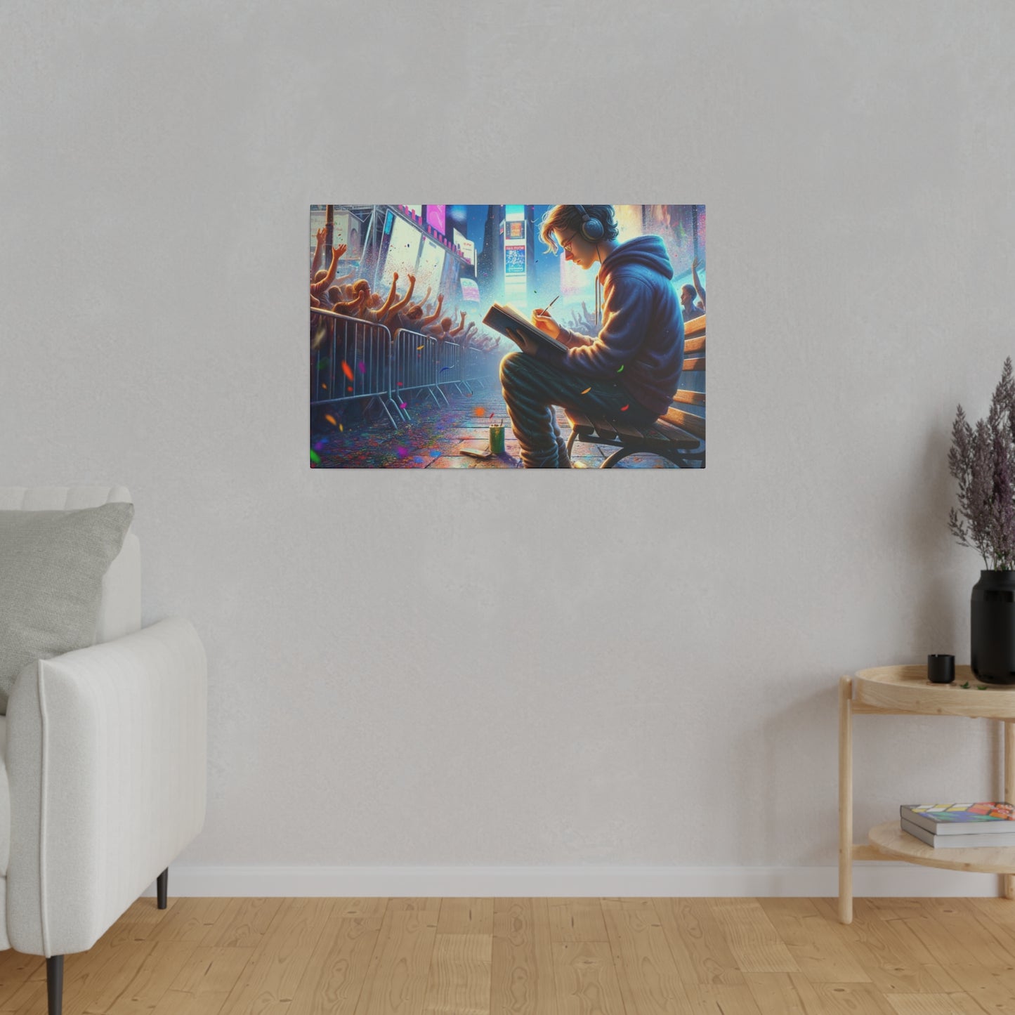 SERENE MOMENTS IN TIMES SQUARE, Autistic Art, Matte Canvas