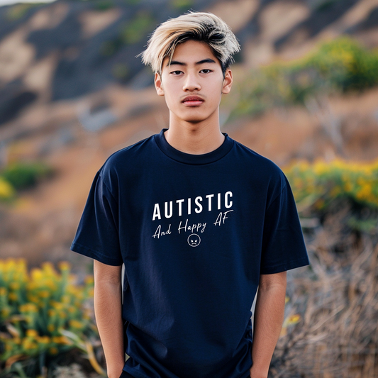 AUTISTIC AND HAPPY AF TSHIRT, Autistic Tshirt, Autism Tshirt, Autism Awareness. Ships from USA and Australia