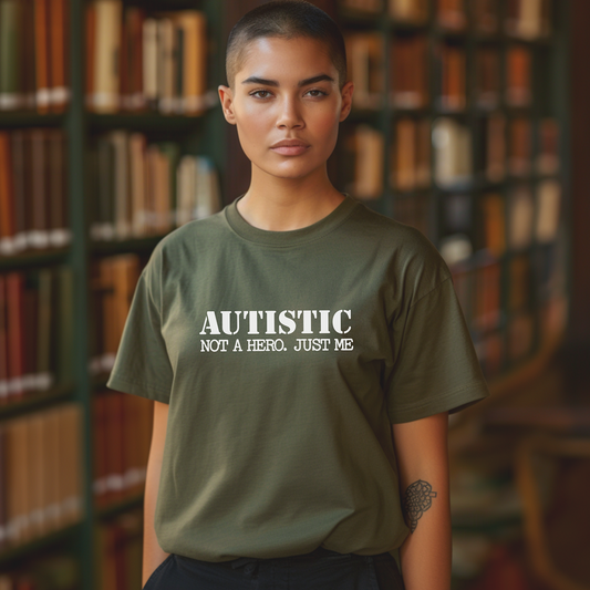 AUTISTIC NOT A HERO JUST ME TSHIRT, Autistic Clothing, Autistic Tshirt, Autism Awareness. Ships from USA only